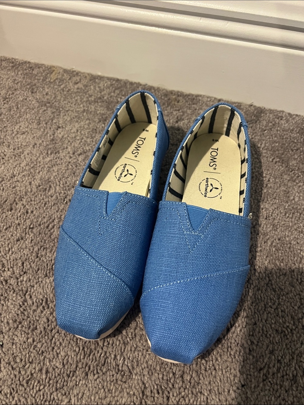 Toms Blue Canvas Slip-On Espadrille Flats